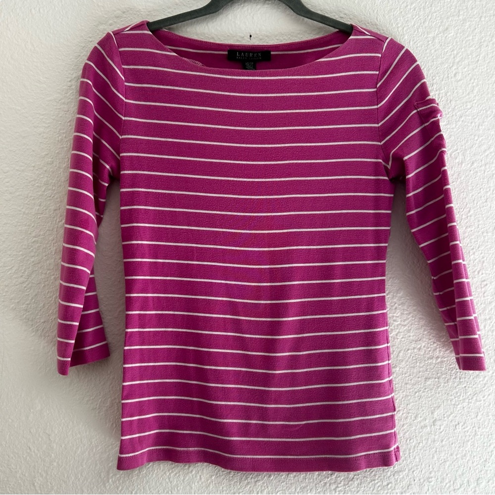 Pink Striped Ralph Lauren Shirt, Size XS